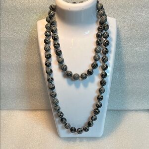 Elegant Snowflake Obsidian Beaded Necklace